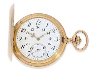 Pocket watch: heavy red-gold Savonnette, the armature-winding Chronometer Omega, No. 5156466, CA. 1912 Pocket watch: heavy red-gold Savonnette, the armature-winding Chronometer Omega, No. 5156466, CA. 1912