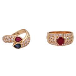 Set of 2 rings with brilliant-cut diamonds, together CA. 1,3 ct, Set of 2 rings with brilliant-cut diamonds, together CA. 1,3 ct,