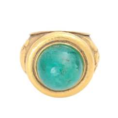 Damen-/Herrenring. Bb. avec un 1-Smargad-Cabochón, ca. 24,00 clair. dans Naturfarbe. Damen-/Herrenring. Bb. avec un 1-Smargad-Cabochón, ca. 24,00 clair. dans Naturfarbe.