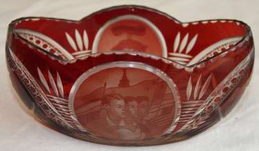 Vase of red glass. Vase of red glass.