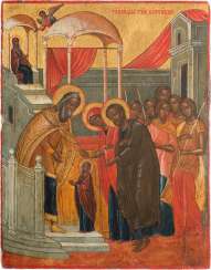 A BIG ICON WITH THE INTRODUCTION OF THE MOTHER OF GOD IN THE TEMPLE A BIG ICON WITH THE INTRODUCTION OF THE MOTHER OF GOD IN THE TEMPLE