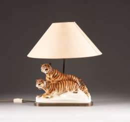 LAMPE MIT FAUCHENDEM TIGERPAAR LAMPE MIT FAUCHENDEM TIGERPAAR