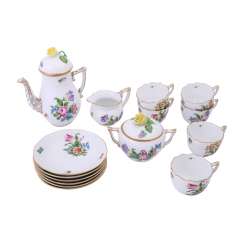 HEREND mocha service for 6 people 'tulips decor', 20. Century. HEREND mocha service for 6 people 'tulips decor', 20. Century.