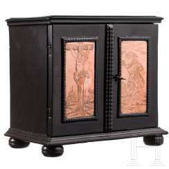 Miniature ebony cabinet with engraved copper plates, Flemish, 1st half 17th century Miniature ebony cabinet with engraved copper plates, Flemish, 1st half 17th century