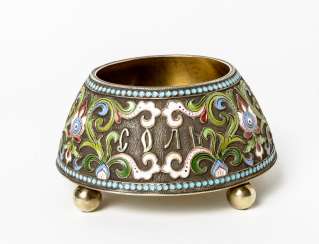 Enamel silver salt bowl Enamel silver salt bowl