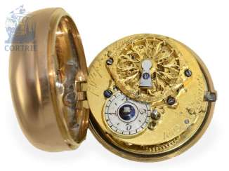 Pocket watch: rare paircase verge watch with enamel painting and jewels, Freres Wiss & Menu a Geneve ca. 1770 Pocket watch: rare paircase verge watch with enamel painting and jewels, Freres Wiss & Menu a Geneve ca. 1770