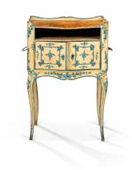 A NORTH ITALIAN ROCOCO BLUE AND WHITE 'LACCA' COMODINO A NORTH ITALIAN ROCOCO BLUE AND WHITE 'LACCA' COMODINO