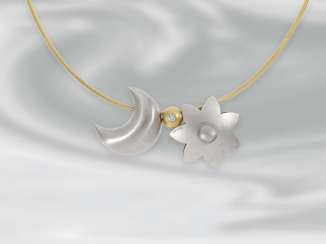 Necklace/Collier: very high quality Niessing Design choker with jewelry elements, 18K yellow gold & platinum Necklace/Collier: very high quality Niessing Design choker with jewelry elements, 18K yellow gold & platinum