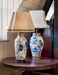 TWO CERAMIC VASES, MOUNTED AS LAMPS TWO CERAMIC VASES, MOUNTED AS LAMPS