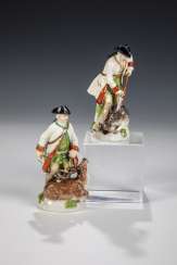 Hunter with deer and hunters with wild boar Hunter with deer and hunters with wild boar