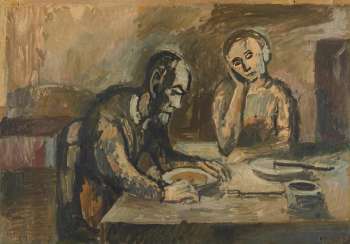 Grandfather and mother at the Breakfast table Grandfather and mother at the Breakfast table