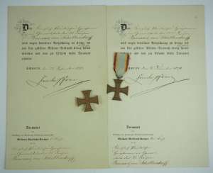 Mecklenburg-Schwerin: Military Merit Cross 1870, 1. and 2. Class with certificates for a captain in the General 22 staff. Division. Mecklenburg-Schwerin: Military Merit Cross 1870, 1. and 2. Class with certificates for a captain in the General 22 staff. Division.