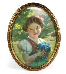 ovaler Rahmen mit Mädchenportrait ovaler Rahmen mit Mädchenportrait