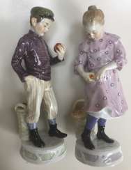 Pair of Meissen figures Children with apples c.1905 Pair of Meissen figures Children with apples c.1905