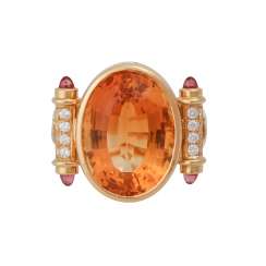 Ring mit oval fac. Citrin von ca. 18,1 ct, Ring mit oval fac. Citrin von ca. 18,1 ct,