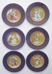 Six-year plates with motifs from the painting of Six-year plates with motifs from the painting of