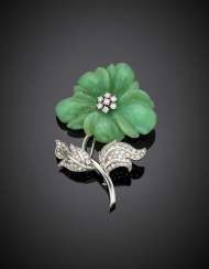 PETOCHI | Chrysoprase and diamond white gold flower brooch/pendant PETOCHI | Chrysoprase and diamond white gold flower brooch/pendant