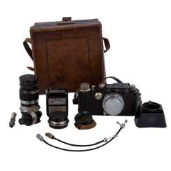LEICA STANDARD BLACK WITH TWO INTERCHANGEABLE LENSES AND EXTENSIVE ACCESSORIES LEICA STANDARD BLACK WITH TWO INTERCHANGEABLE LENSES AND EXTENSIVE ACCESSORIES