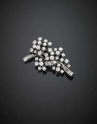 Round and baguette cut diamond white gold brooch Round and baguette cut diamond white gold brooch