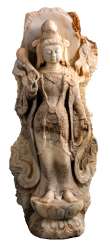 Monumental Chinese, standing Bodhisattva sculpture marble Monumental Chinese, standing Bodhisattva sculpture marble