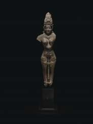 A LARGE RED SANDSTONE FIGURE OF A GODDESS A LARGE RED SANDSTONE FIGURE OF A GODDESS