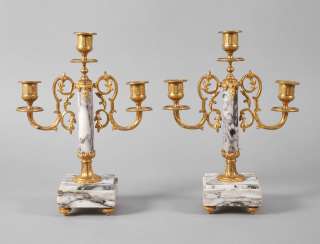 Pair of three-lamp candelabra Pair of three-lamp candelabra