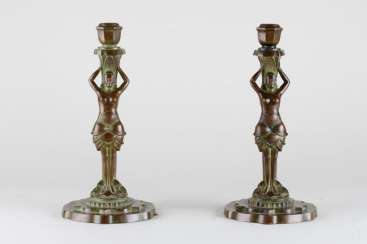 Pair candlesticks in art Deco style. Pair candlesticks in art Deco style.