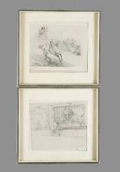 Theodor Hosemann (1807-1875) Zwei Zirkus-Zeichnungen, schwarze Kreide auf Papier, gerahmt signiert Theodor Hosemann (1807-1875) Zwei Zirkus-Zeichnungen, schwarze Kreide auf Papier, gerahmt signiert