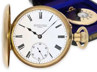 Pocket watch: exquisite Vacheron & Constantin half savonnette of very fine quality, made for Goldsmith Company London with original box, approx. 1870 Pocket watch: exquisite Vacheron & Constantin half savonnette of very fine quality, made for Goldsmith Company London with original box, approx. 1870