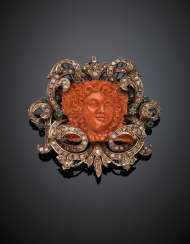 Carved orange coral Carved orange coral
