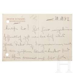 GFM Erwin Rommel - by hand, letter-card, wrote to his wife from the 20.10.1943 GFM Erwin Rommel - by hand, letter-card, wrote to his wife from the 20.10.1943