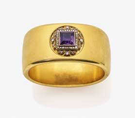 A historical bangle with Amethyst and diamond roses A historical bangle with Amethyst and diamond roses