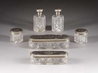 SIX-PIECE TOILET SET WITH ENGRAVED MONOGRAM SIX-PIECE TOILET SET WITH ENGRAVED MONOGRAM