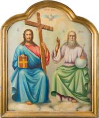 A MONUMENTAL ICON OF NEW TESTAMENT TRINITY (WESTERN TYPE) FROM A CHURCH ICONOSTASIS A MONUMENTAL ICON OF NEW TESTAMENT TRINITY (WESTERN TYPE) FROM A CHURCH ICONOSTASIS