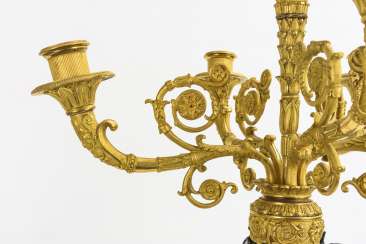 Pair of 6-flame Empire figure candlesticks with Victoria figures Pair of 6-flame Empire figure candlesticks with Victoria figures