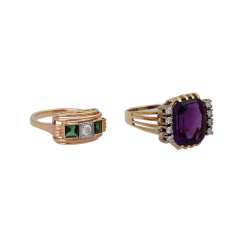 Set of 2 rings with diamonds, together approx 0.2 ct, Set of 2 rings with diamonds, together approx 0.2 ct,