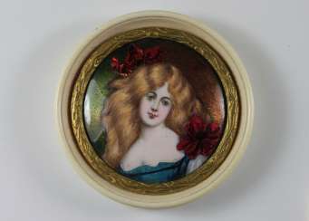 Porträtminiatur, Emaille-Malerei auf Kupferblech Porträtminiatur, Emaille-Malerei auf Kupferblech