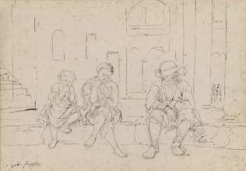 Johann Georg von Dillis - Street scene in Grottaferrata Johann Georg von Dillis - Street scene in Grottaferrata