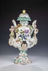 Pomp lid vase with Pomp lid vase with