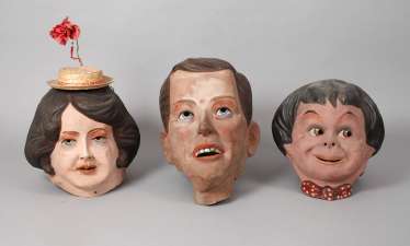 Three Carnival Heads Paper Mache Three Carnival Heads Paper Mache