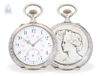 Pocket watch: rare art Nouveau Schützenuhr, IWC Schaffhausen, from the Swiss Federal shooting festival in Zurich in 1907 Pocket watch: rare art Nouveau Schützenuhr, IWC Schaffhausen, from the Swiss Federal shooting festival in Zurich in 1907