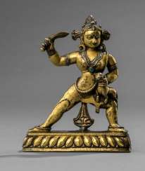 Rare fire gilt Bronze of a female deity with silver deposits Rare fire gilt Bronze of a female deity with silver deposits