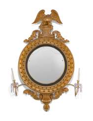 A LARGE ENGLISH GILTWOOD CONVEX MIRROR A LARGE ENGLISH GILTWOOD CONVEX MIRROR