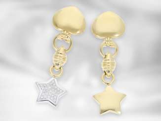 Earrings: high-quality two-tone brilliant ear clips from Wempe, 18K gold Earrings: high-quality two-tone brilliant ear clips from Wempe, 18K gold