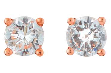 Pair of rose gold diamond studs Pair of rose gold diamond studs