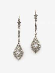 A Pair of drop earrings with diamonds A Pair of drop earrings with diamonds