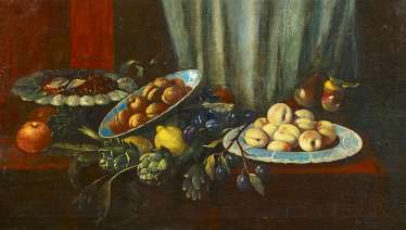 The Neapolitan Master. Still life with apricots, lemons and artichokes. The Neapolitan Master. Still life with apricots, lemons and artichokes.