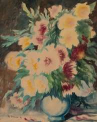HEINRICH NAUEN 1880 Krefeld - 1941 Kalkar PEONIES IN A BLUE VASE HEINRICH NAUEN 1880 Krefeld - 1941 Kalkar PEONIES IN A BLUE VASE
