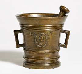 Mortar with a mascaron. Dated 1617 Mortar with a mascaron. Dated 1617