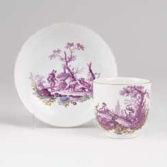 Mug with hunting painting in purple Camaieu Mug with hunting painting in purple Camaieu